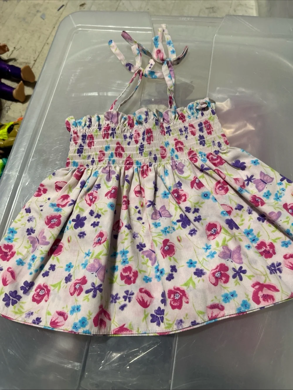 Girls' Pink Floral Smocked Sundress - Casual Summer Dress